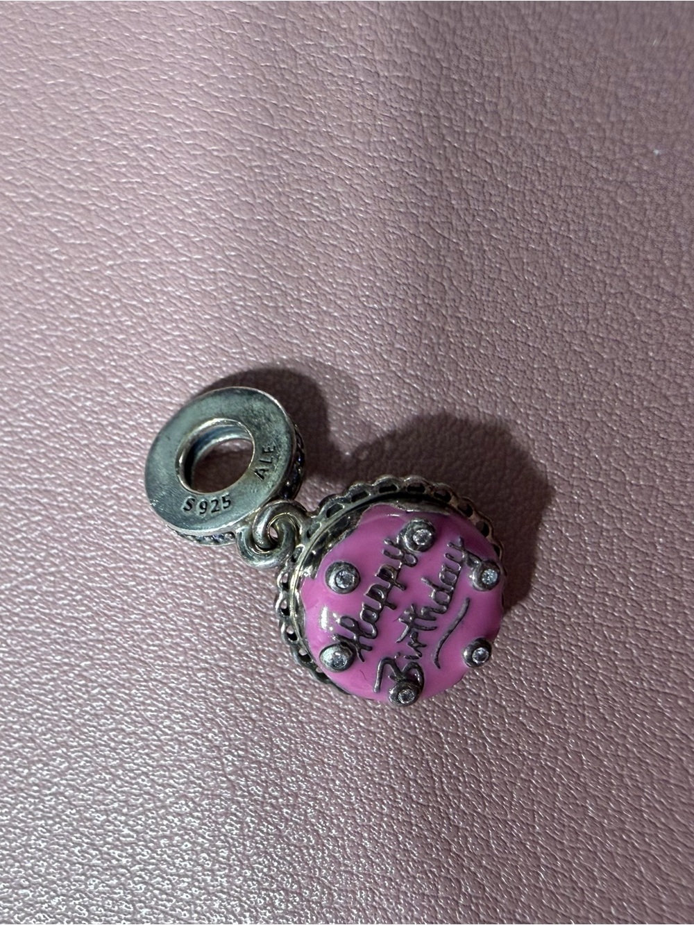 Pink 'Happy Birthday' Sterling Silver Pandora Charm